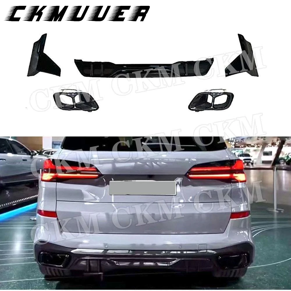 ABS الأسود المصد الخلفي التصميم اكسسوارات الديكور الوفير الناشر العادم نصائح جسم السيارة أطقم لسيارات BMW X5 G05 LCI M Sport 2023 + #1