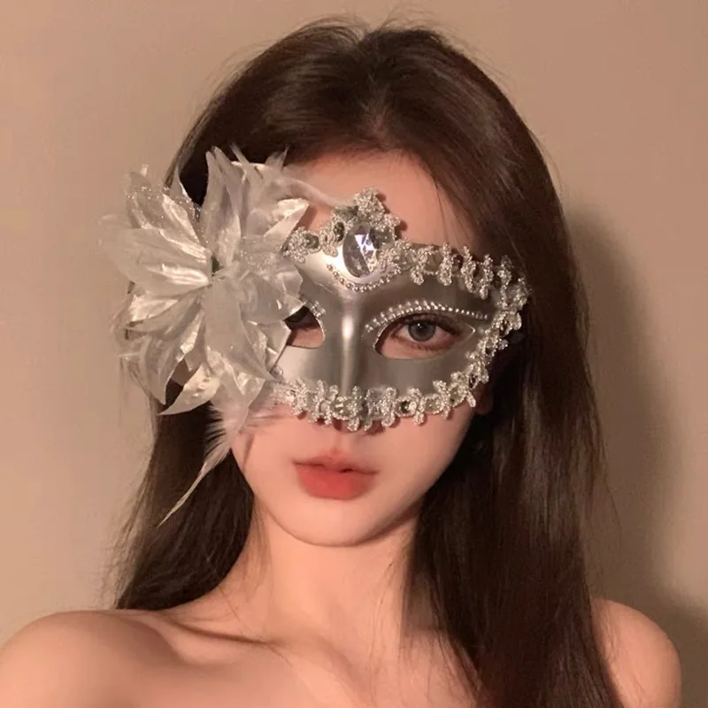 Red Pink Silver Color Dance Party Venetian Mask Feather Flower Wedding Carnival Performance Costume Sexy Lady Mask Masquerade