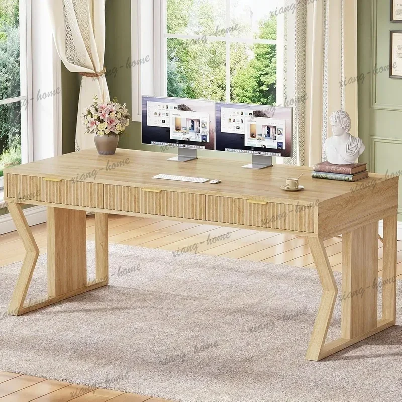 LD High Quality 55‑Inch Home Office Executive Desk, Computer Study Writing Table with 3 Drawers, Customizable