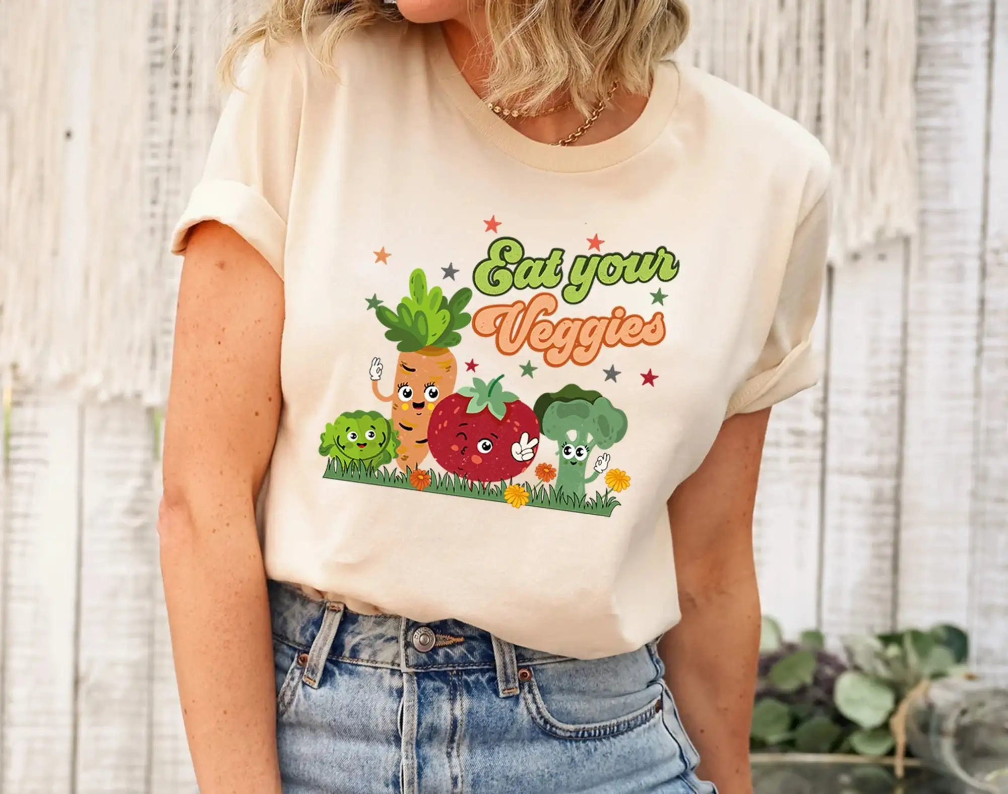 Eat Your Veggies Retro T Shirt Vegan Farmers Market Vegetable