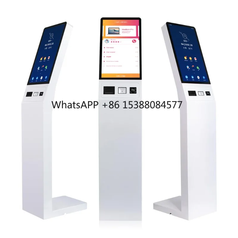 

Freestanding 21.5 Inch Android AIO Touch Screen Queue Kiosk with Pos Barcode Scanner Ticket Printer Options