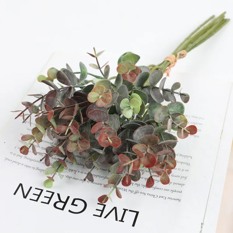 6 Zweig 36 Köpfe Eukalyptusblatt Künstliche Pflanzen Blumenstrauß für Wohnzimmer Dekoration Braut Hochzeit Vasen Blumen Blumenstrauß Dekor – Detail 7