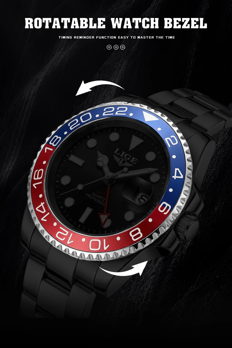LIGE Hochwertige Luxus-Herrenuhr, Wasserdichte Quarzuhr mit Edelstahlarmband, Leuchtende Sportuhr, Geschenkuhr für Männer – Detail 13