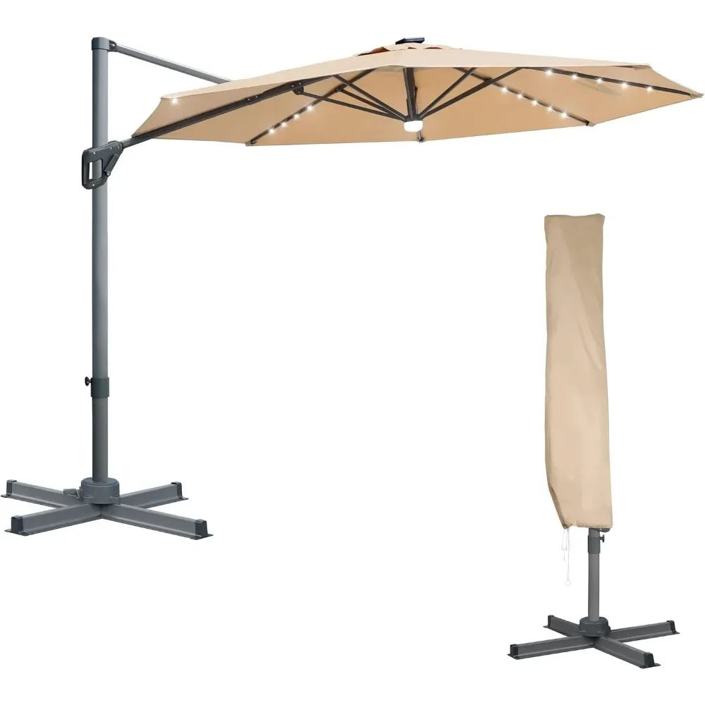 

10ft Offset Umbrella with 36 Solar LED Lights