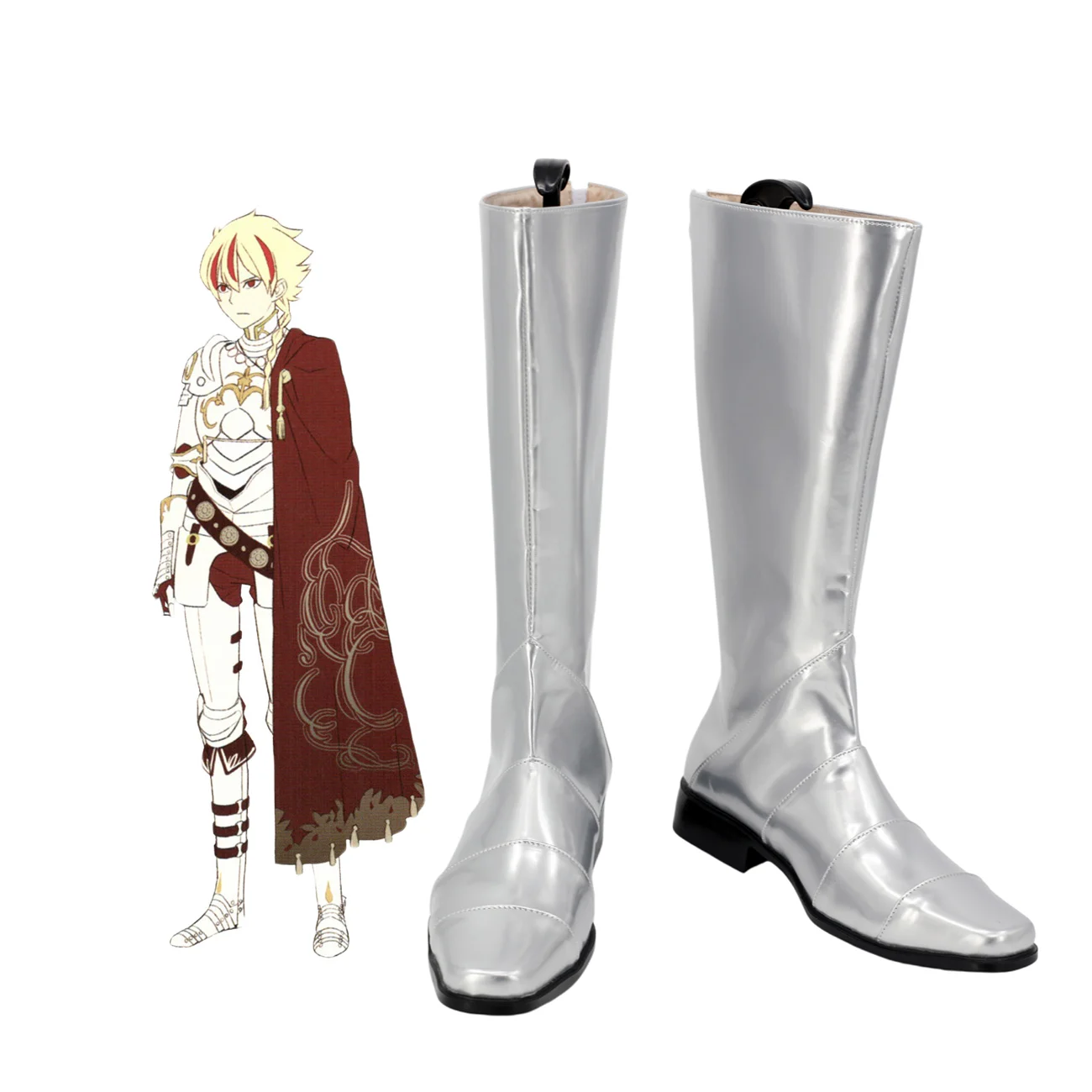 fate-strange-fake-richard-i-lion-heart-cosplay-shoes-silver-boots-custom-made