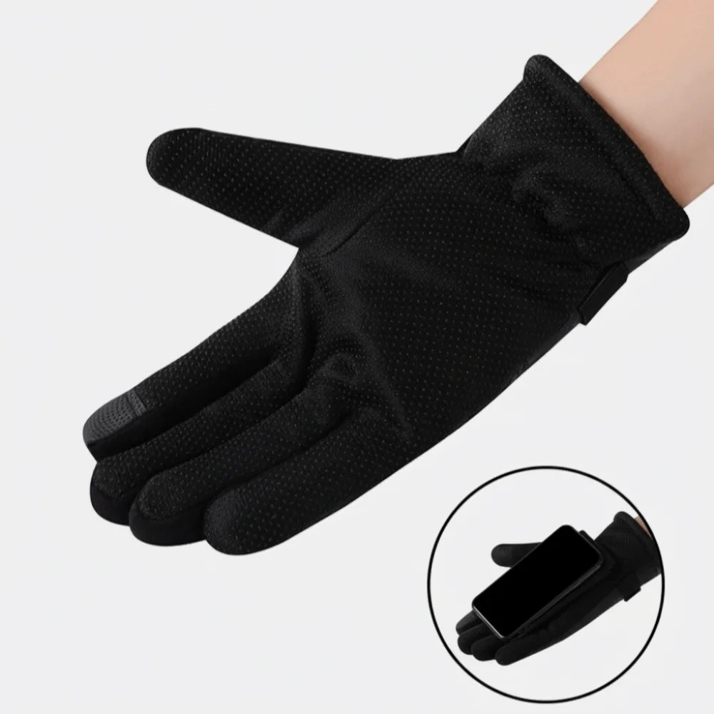 

Fashion Black Winter Ski Gloves Multifunction Waterproof Men Leather Mittens Windproof Thermal Driving Gloves Men