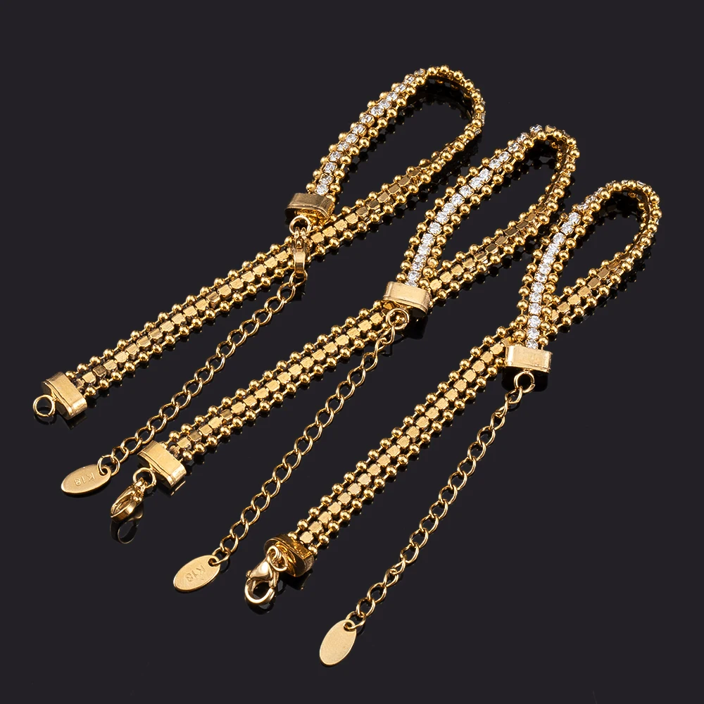 1pc stainless steel with zirconia bracelet base gold plating bracelet setting