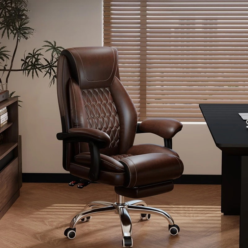 Comfortable Office Chair High Back Luxury Rolling Designer Office Chair Leather Ergonomic Arm Chaise De Bureaux Home Furniture