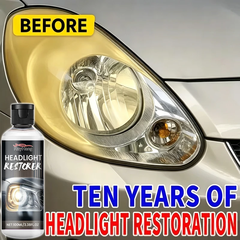 Car Headlight Restoration Fluid - Fast Remove Yellowing & Scratches, Restore Clarity & Shine, Enhance Night Driving Safety