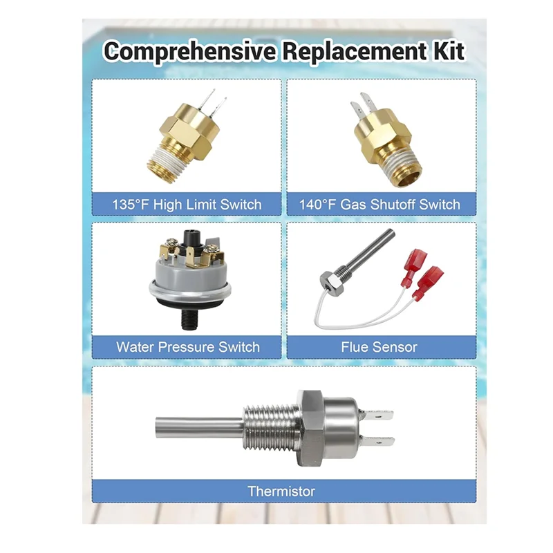 ABJT-Pool Heater Repair Kit Replacements For Pentair Max E Therm & Master Temp Includes 42002-0024S Stack Flue Sensor