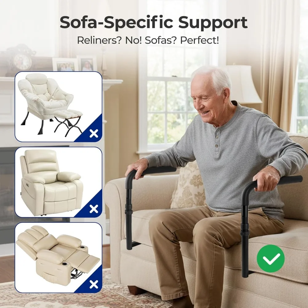 حامل مساعدة قابل للتعديل للأريكة والكرسي، مساعد على التنقل لكبار السن بسعة 300 رطل، قضيب إمساك آمن لدعم الجلوس والوقوف