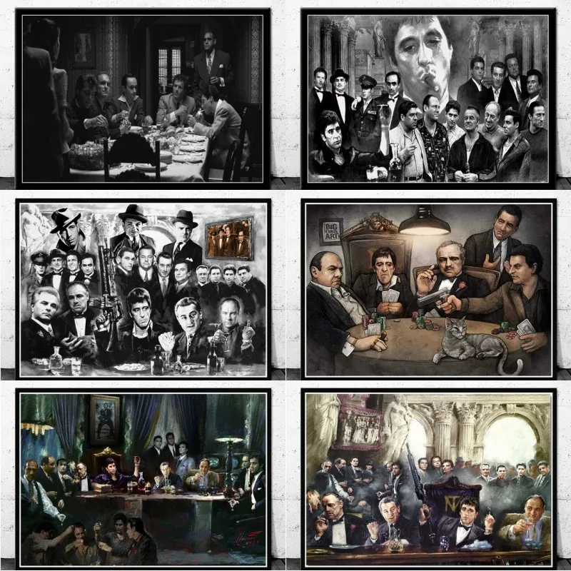 Godfather Scarface Sopranos Movie Posters And Prints Canvas Painting Pictures On The Wall Vintage Decorative Home Decor Affiche