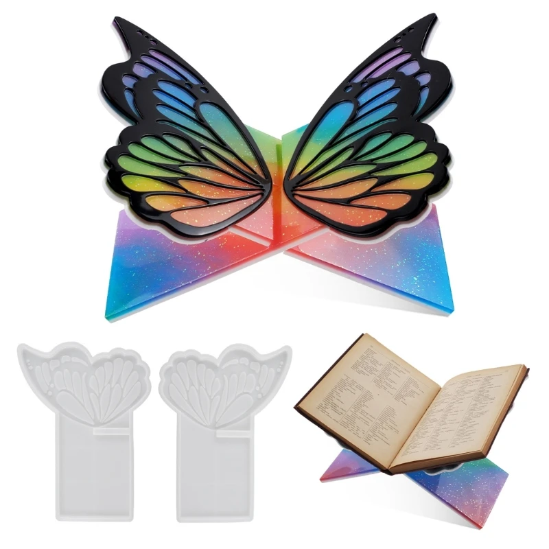 Creative Silicone Butterfly Bookshelf Resin Mold Unique Bookrack Ornament Mould Artistic Book Rack Making Molds