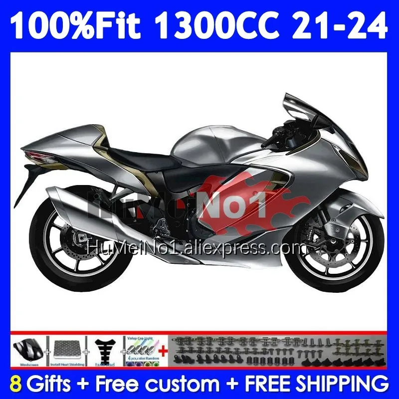 Injection Body For SUZUKI GSXR1300 Hayabusa GSXR 1300 CC 21 22 23 24 HOT SILVERY 129No.68 GSXR-1300 2021 2022 2023 2024 Fairing