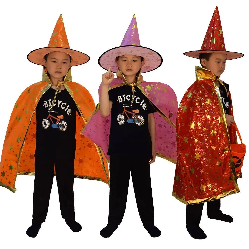 زي ساحرة الهالوين مع عباءة وقبعة للأطفال، زي تنكري للنساء، رداء ساحرة تقليدي لمهرجانات الهالوين #3