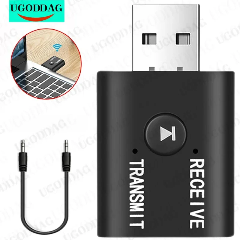 USB Wireless Bluetooth-Compatible Adapter 5.0 USB Audio Receiver Transmitter 3.5mm Male to Male Adapter For Car TV Earset Dongle