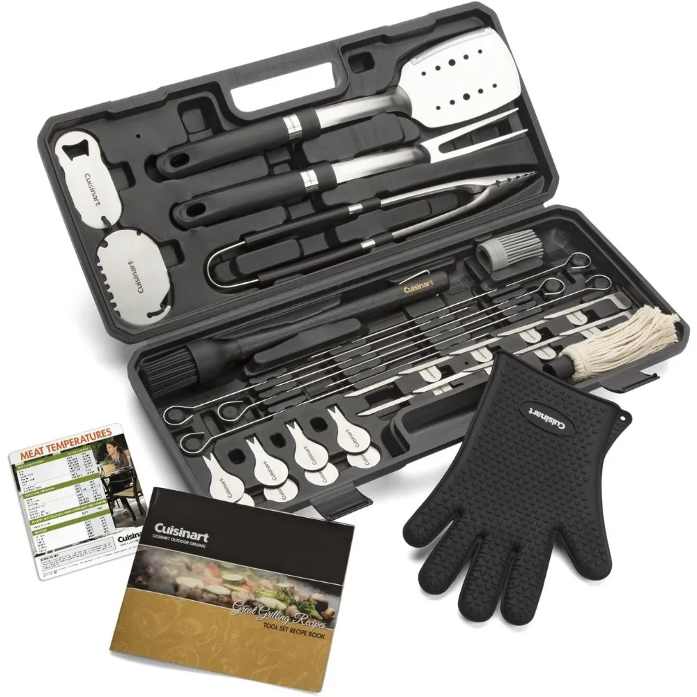 

36-Piece BBQ Grill Tool Set with Stainless Steel Utensils, Silicone Brush, Skewers & Storage Case