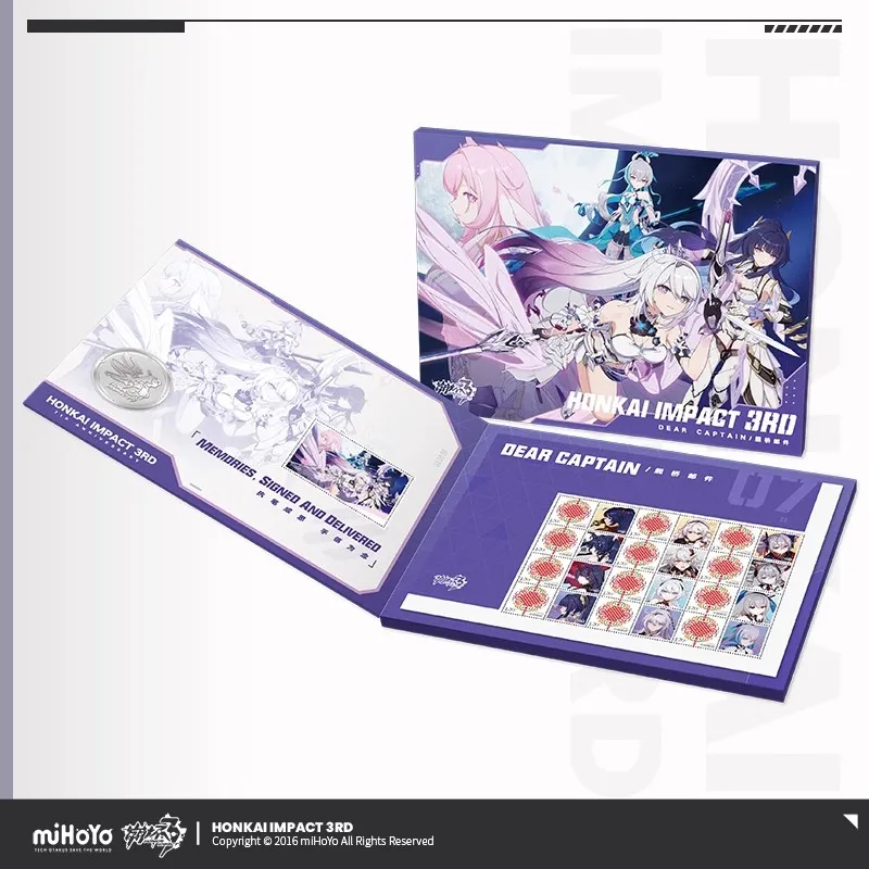 miHoYo HonkaiImpact3 Official Anime and Game Peripherals Letter from the Bridge Stamp Folding Set Metal Medallion DIY Gift