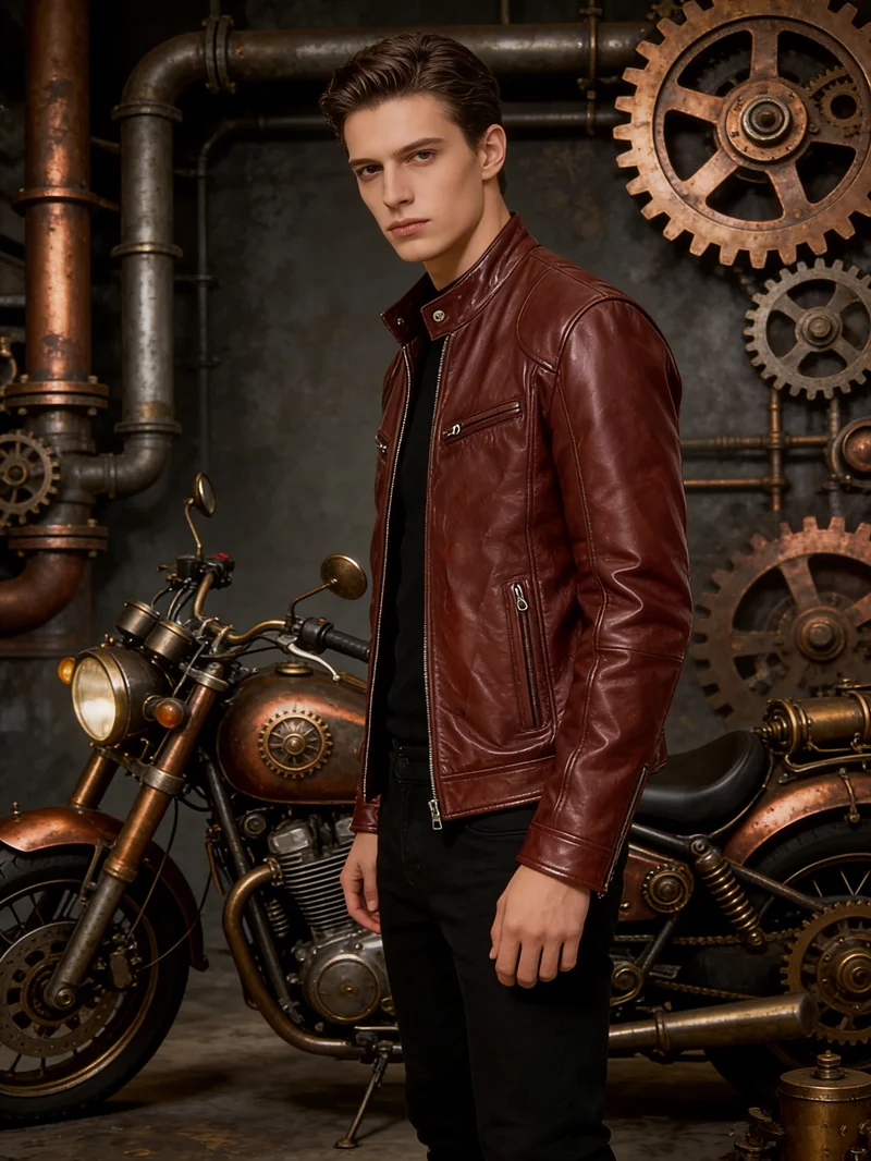 

Business Style PU Leather Jacket Stand Collar Slim Fit Zipper Coat Multiple Colors Autumn New Arrival Fashion Urban Outerwear