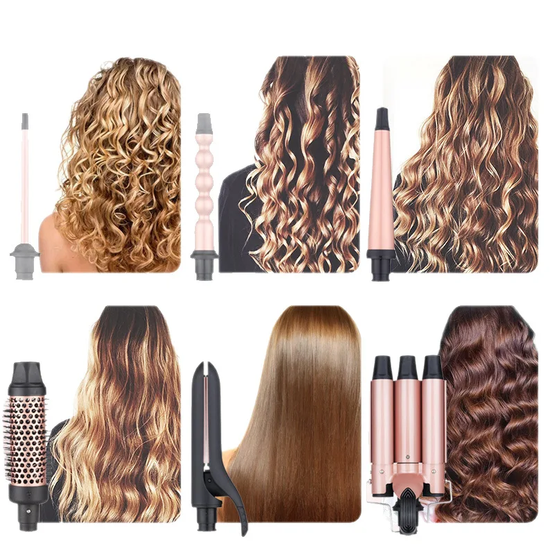 5 in 1 Curling Iron Big Roll Spiral Wave Curling Hair Roller Fast Heating Long Lasting Multifunctional Curler Hair Styling Tool