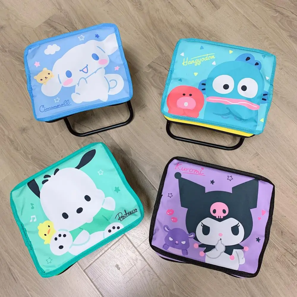 Kawaii Sanrio Peripherals My Melody Kuromi Cinnamoroll Hello Kitty Cartoon Camping Folding Stool Going Out Pen Bag Folding Stool