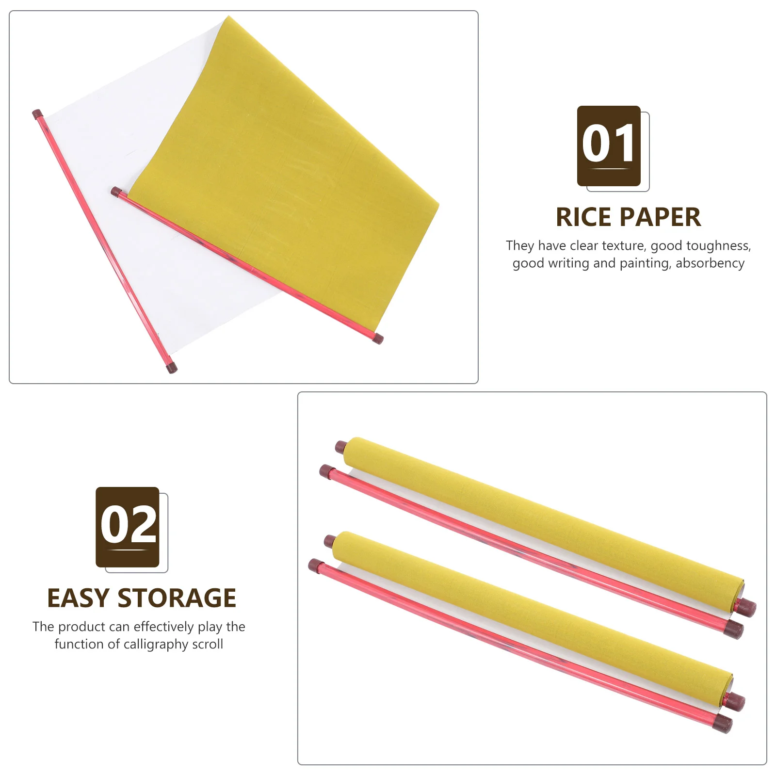 2 Pcs Scroll Water Writing Cloth Calligraphy Practice Scrolls Paper Chinese Drawing Pen Handwriting Household