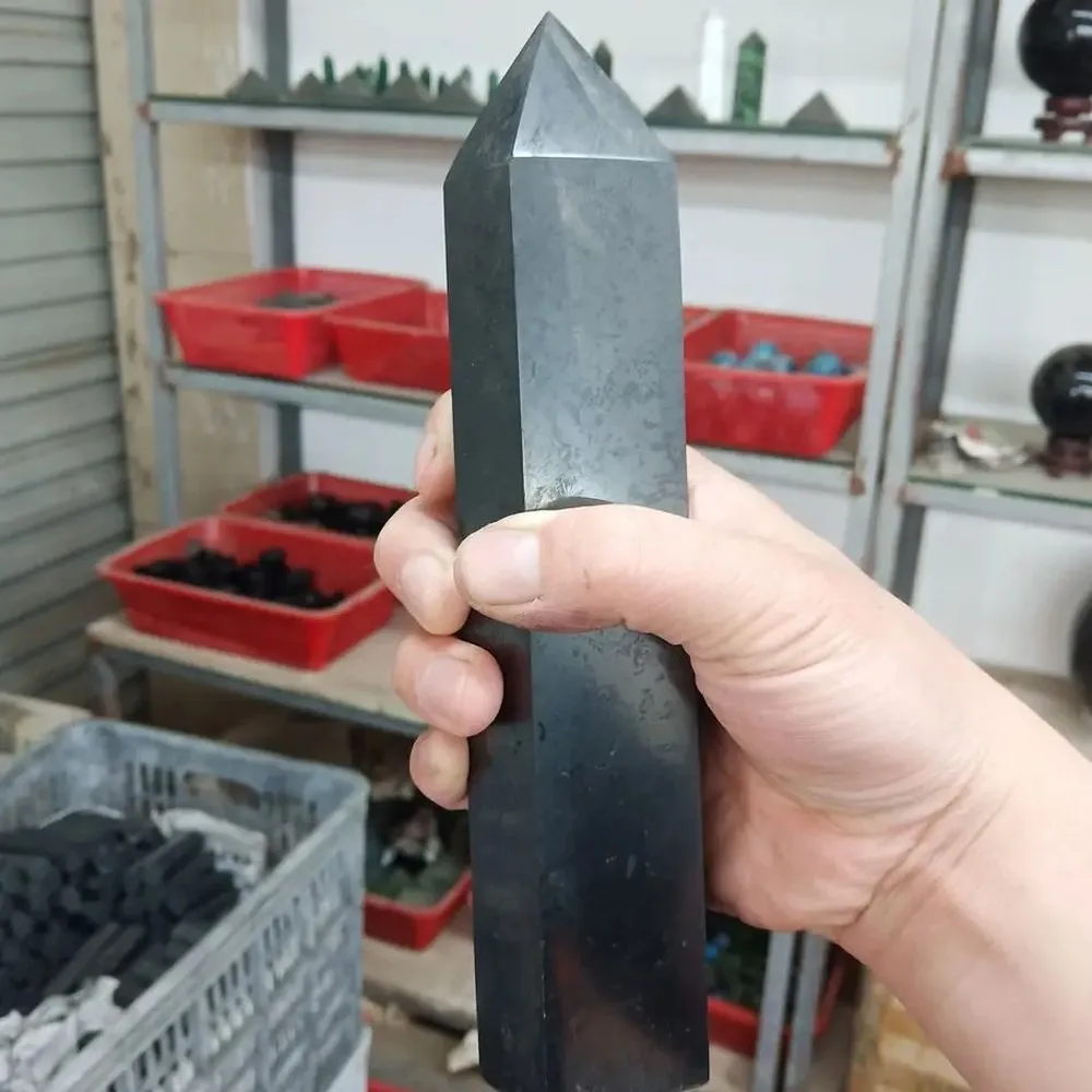 Elite Shungite Point Tower for Radiation Shielding Fengshui Energy Healing Natural Crystal Stone Home Decor Wiccan
