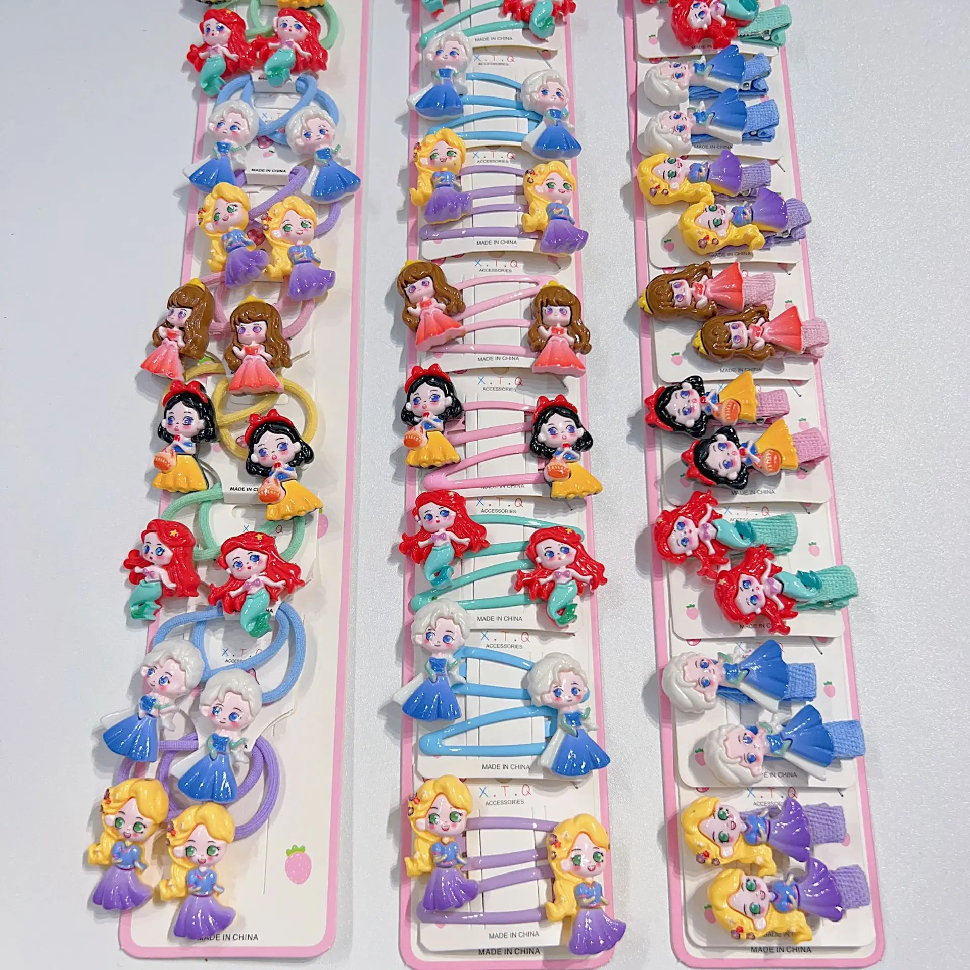 10 Paar Disney Princess Series Emaille-Haarspangen, Cartoon-Emaille-Haargummis für Damen, für den täglichen Gebrauch, Geschenk, ideale Haaraccessoires