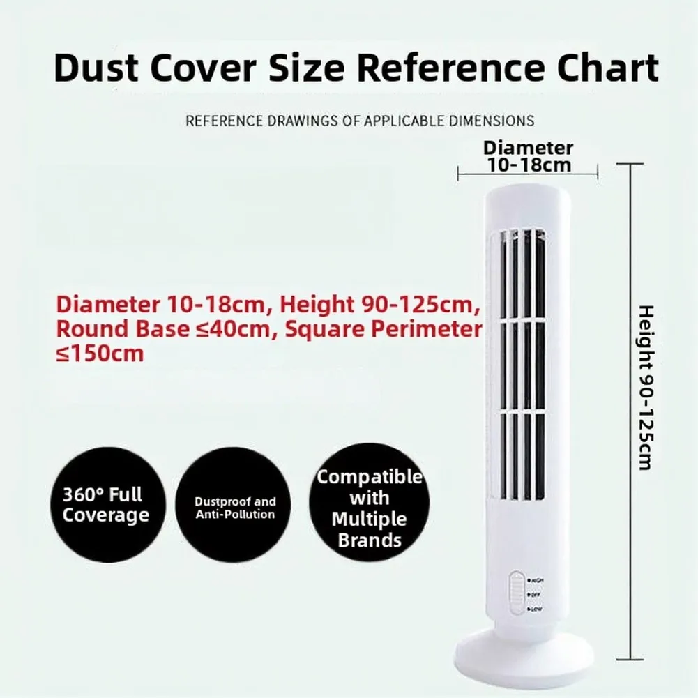 Elastic Full Coverage Tower Fan Dust Cover Vertical Knitted Fabric Windproof Bottom Edge Lightweight Foldable Storage