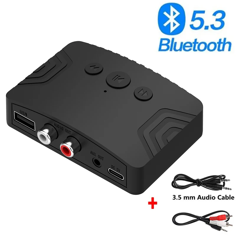 New Bluetooth 5.3 AUDIO Receiver Wireless Audio Adapter Bluetooth 5.3 for USB RCA AUX Type-C Jack Music Receiver Kit Speaker