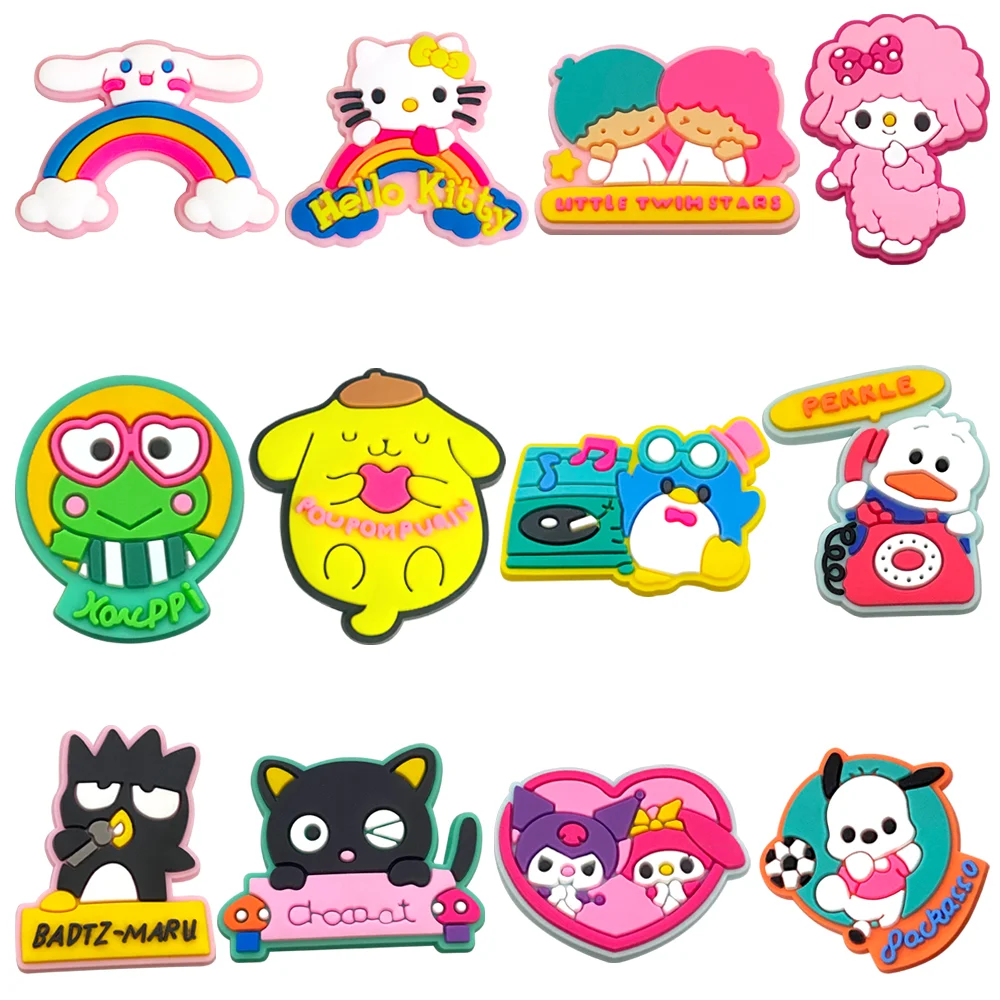 

MINISO 12Pcs/Set New Sanrio Girl's heart Shoe Charms DIY Shoe Buckle Accessories PVC Shoe Decorations X-mas Girl Kids Gifts