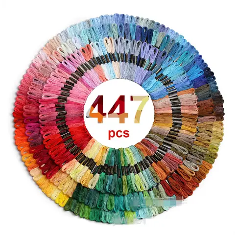 50/100/150/200/447Pcs Multicolor Embroidery Thread Cross Stitch Floss Threads Cotton Sewing Skeins Skein Kit DIY Sewing Tool
