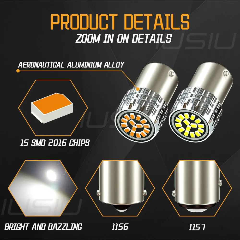 IUSIU 2PCS R5W R10W 1156 Led 1157 Bulb BAY15D BA15S P21W P21/5W Turn Brake Reverse Signal Parking Tail Lamp DRL Red Car Lights