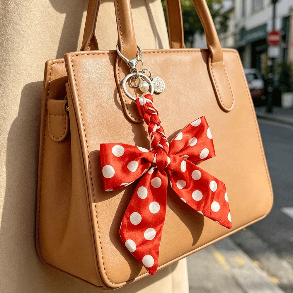 Kreative Schals, Schmetterlings-Schlüsselanhänger, gepunkteter Druck, Anhänger, Schlüsselanhänger, Rucksack-Anhänger, Zubehör für Damen, Tasche mit Kette, Geschenk – Detail 1