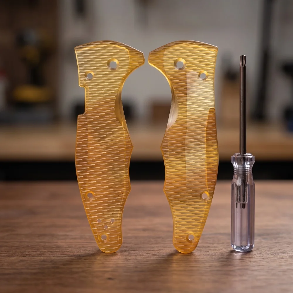 3 Styles Anti-slip Texture PEI Knife Grips Yellow Transparent Handle Scales DIY Accessories for Folding Knife Build 1 Pair