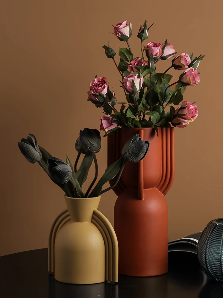 Ceramic Vase Abstract Geometry Flower Arrangement Handicraft Furnishings Handmade Modern Home Decoration Ceramic Crafts