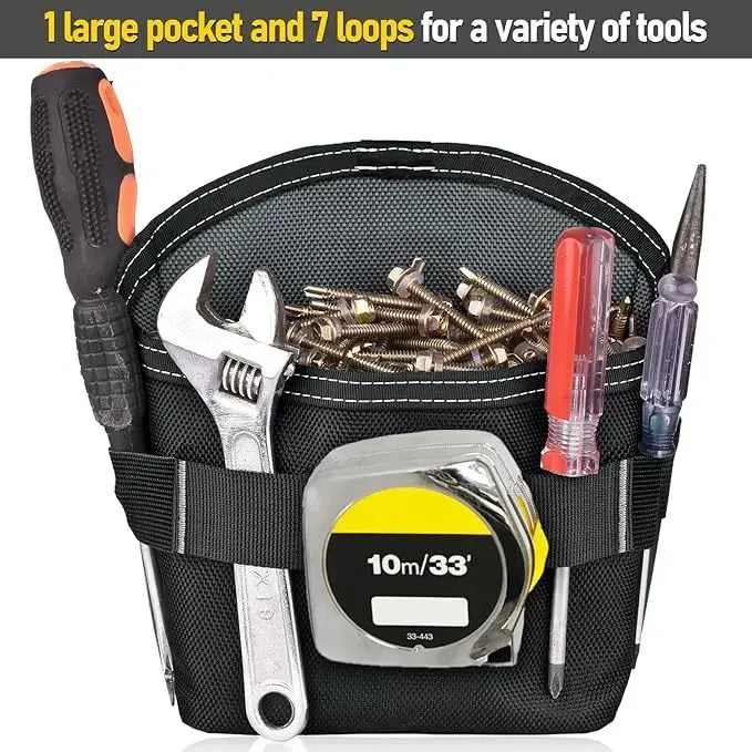 Portable Nail/Screw Work Waist Bag  Thickened Wear-resistant  Nails Storage Bag Metal Clip-On Tool Pouch