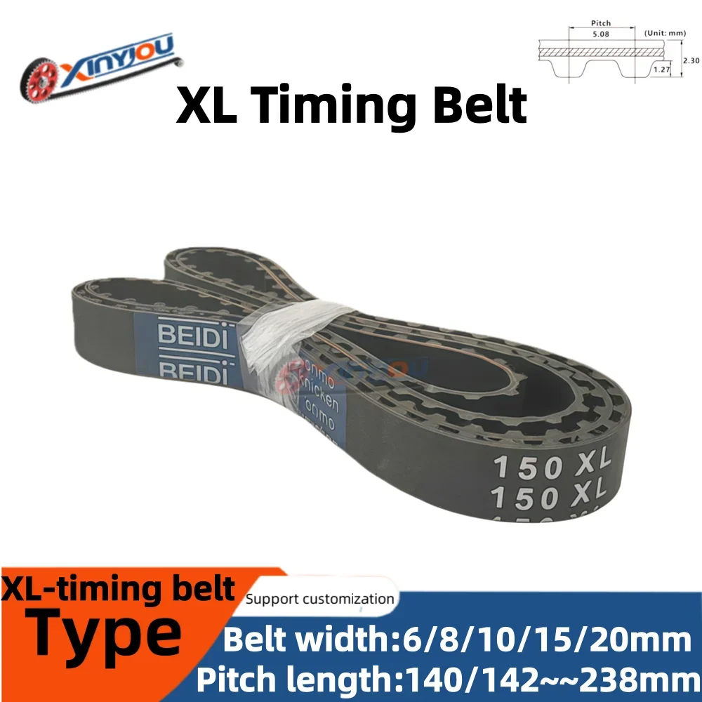 XL Rubber Timing Belt Tooth Pitch 5.08mm Belt width6/8/10/15/20 mm Pitch Length Options140/142/144/146/148~234/236/238XL  mm