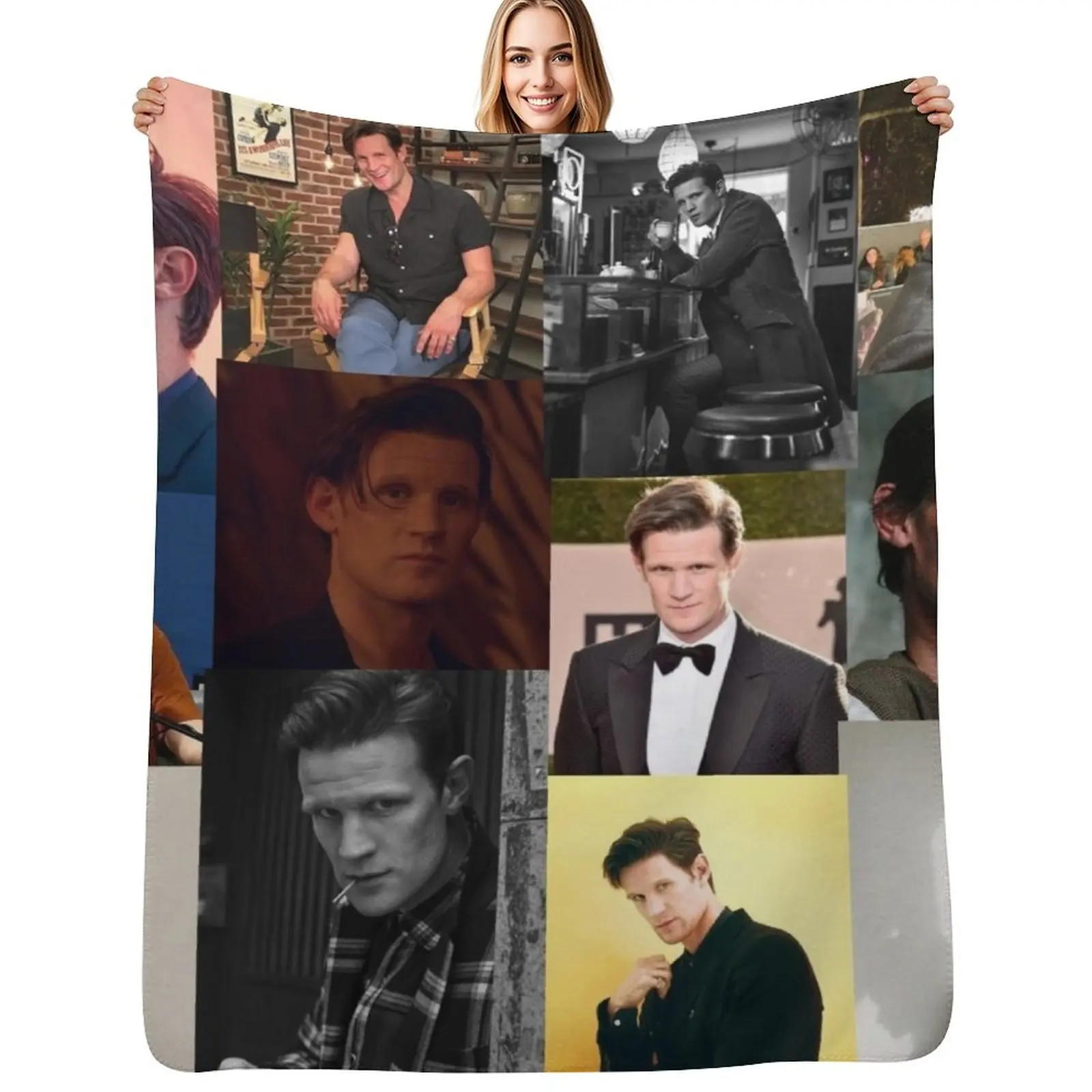 Matt Smith picture collage Throw Blanket Bed warm winter Cute Bed linens Large Decorative Sofa Blankets