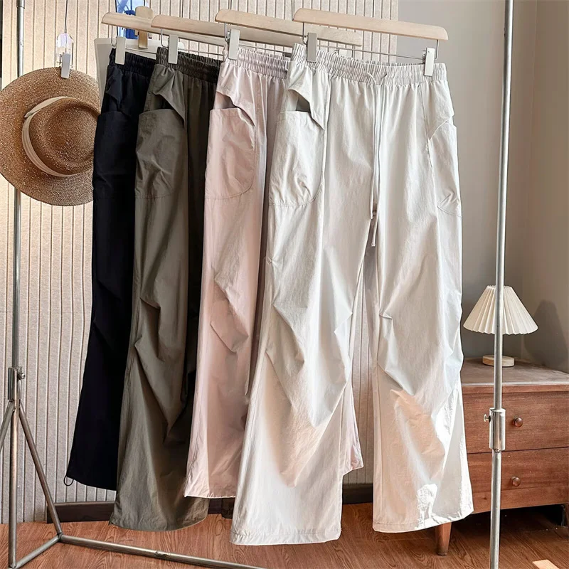 Cargo Sport Pants Women Safari Style Trousers Outdoor Quick-drying High Waist Spring Summer Thin Sun-proof Straight Casual Pants