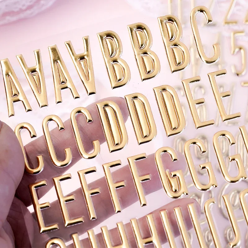1/3 Sheets 3D Gold Puffy Letter Number Stickers Letters Stickers Self Adhesive Stickers for DIY Crafts Scrapbooking Decorative