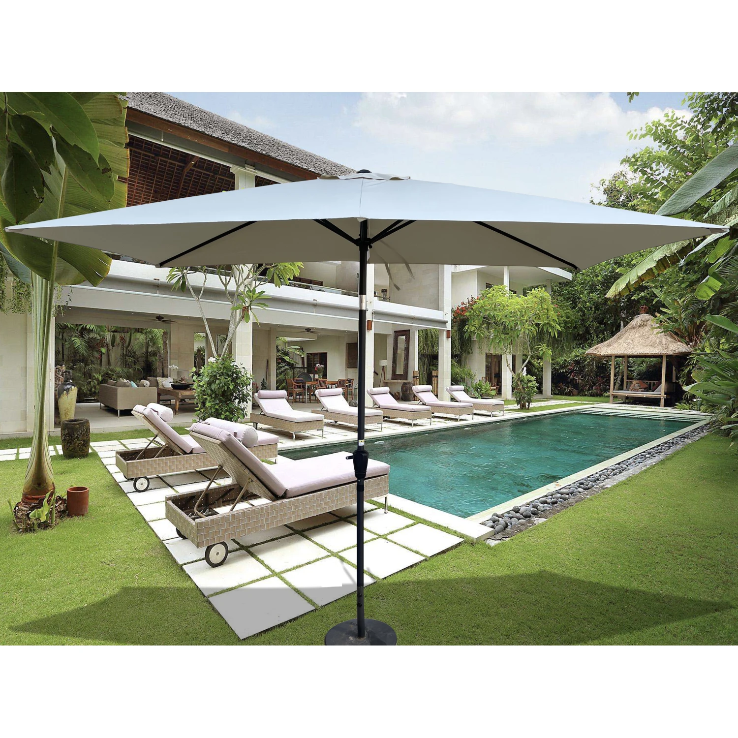 6x9ft Outdoor Waterproof Patio Umbrella with Crank and Push Button Tilt - Garden Backyard Pool Market