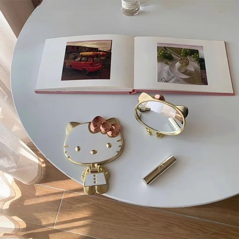 サンリオハローキティ猫ミニミラーアニメ漫画かわいいポータブルハンドル女の子折りたたみプリンセスミラー装飾子供の誕生日ギフト