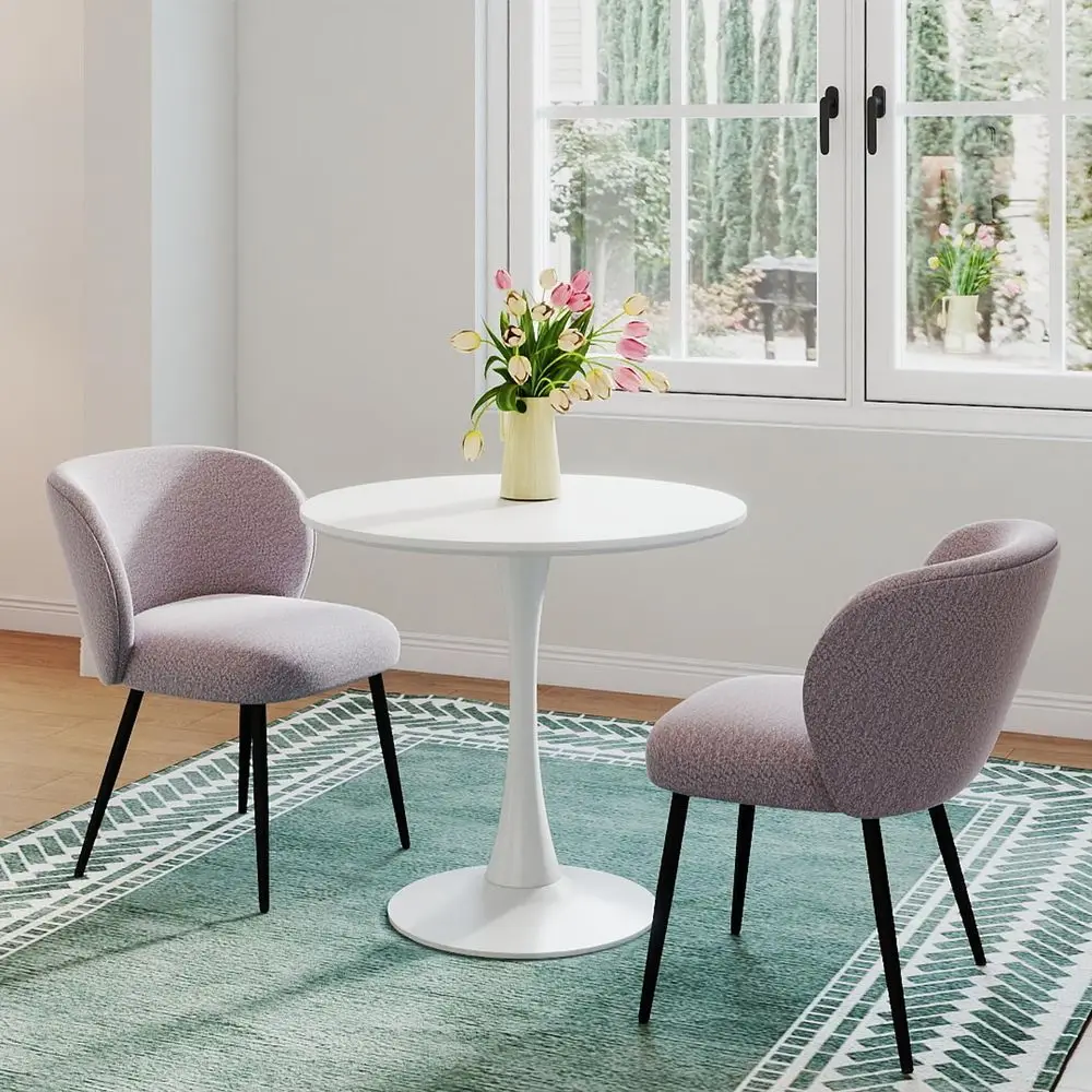 

Round Dining Room Table, 31.5 Tulip Table Round Kitchen Dining Table for 24 People, with 0.7 MDF Tables Top and Metal Pedestal