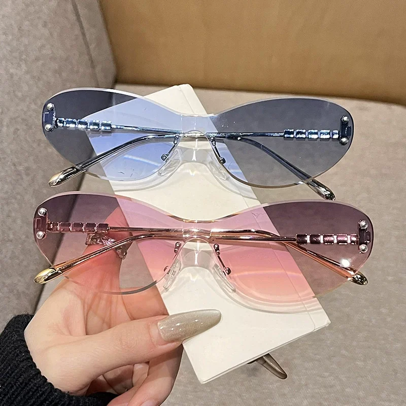 Fashionable and Classic Frameless Sunglasses Metal Framed UV400 Glasses New Circular Edged Glasses Suitable for Outdoor Driving