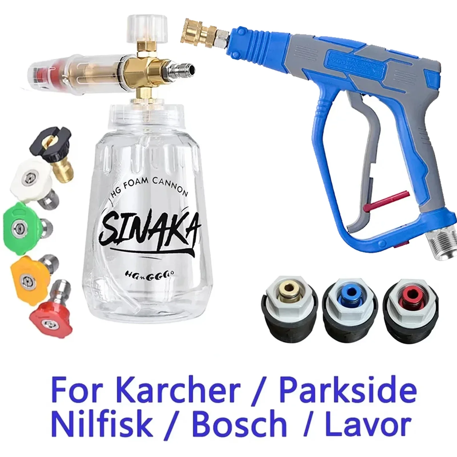 

High Pressure WasherAnti Entanglement Water Gun for Car Cleaning Hose Connector for Karcher Nilfisk Parkside Bosch Lavor Nozzles