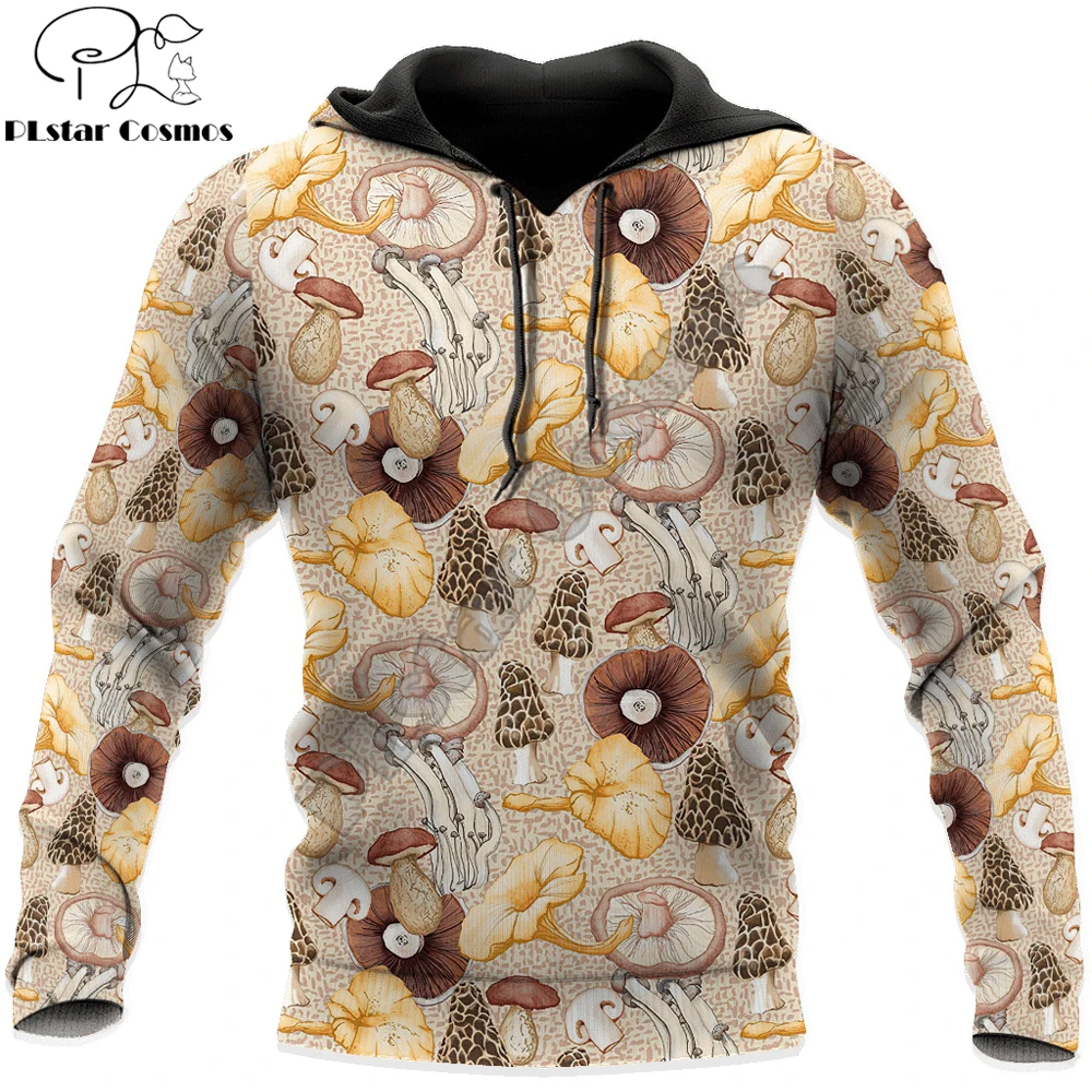 الصالحة للأكل الفطر نمط ثلاثية الأبعاد في جميع أنحاء أغطية رأس مطبوعة سستة هوديس النساء للرجال بلوزة كاجوال سوداديرا دي هومبر MT-01