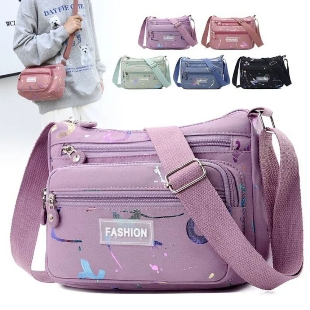New Large Capacity Crossbody Bag Nylon Multi-layer Shoulder Bag Waterproof Adjustable Strap Mobile Phone Bag Women