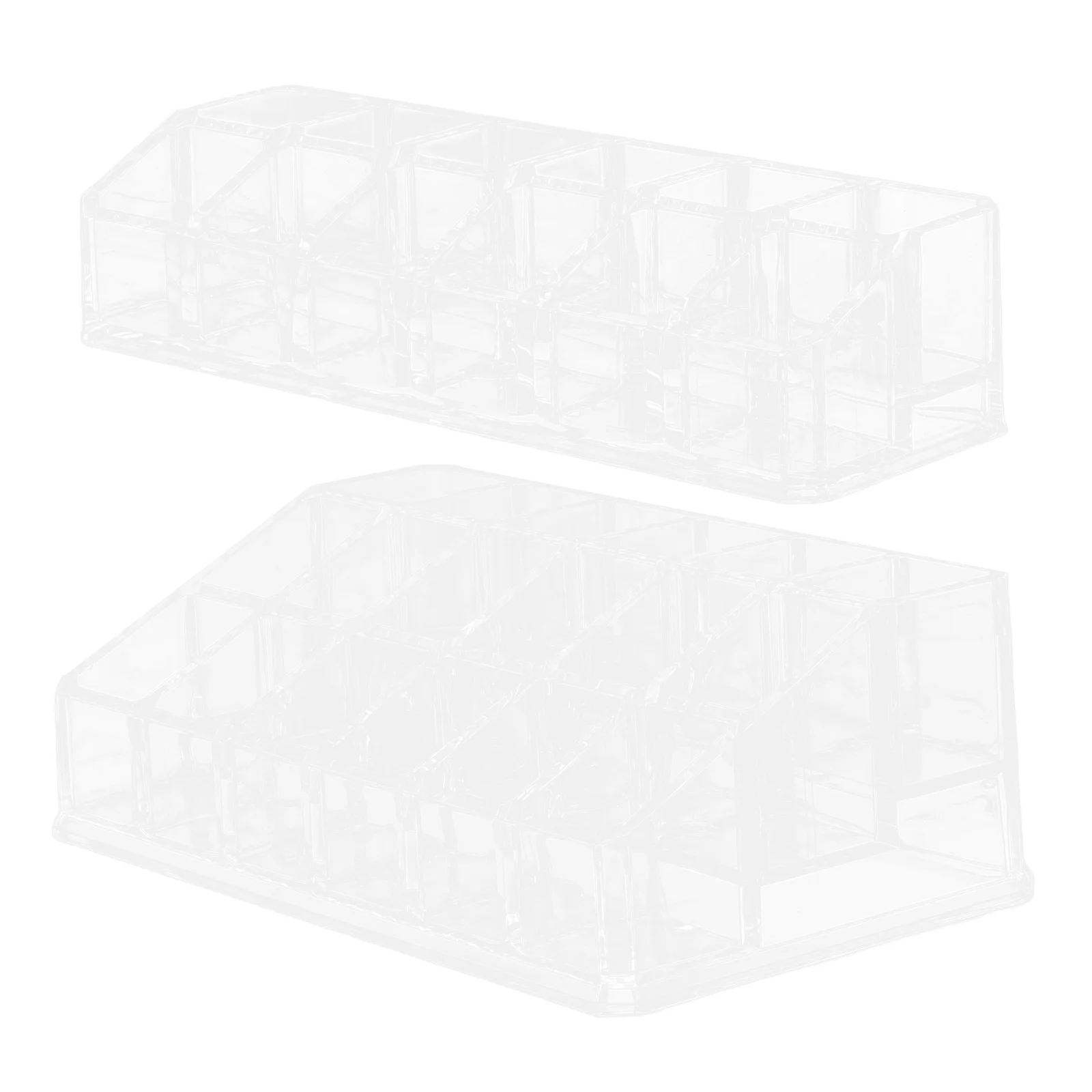 

2pcs Lipstick Box 18Grids Lip Gloss Holder Organizer Clear Plastic Organizer Display Stand Desktop Rack Gloss Holder