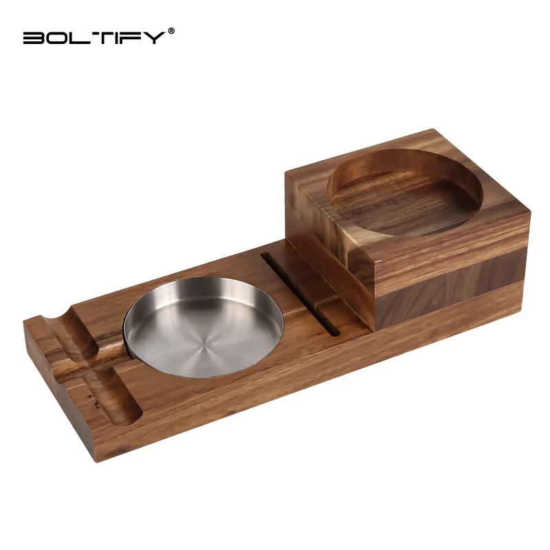 

BOLTIFY Solid Wood Cigar Ashtray with Drawers, Whiskey Cup Holder Tray, Cigar Box Accessories